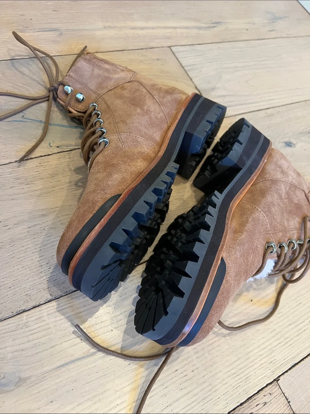 Marc Fisher Suede Lace-Up Hiking Boots in Tan Brown